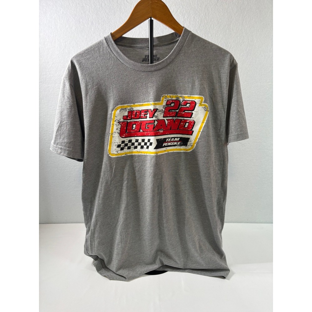 Joey Logano Team Penske NASCAR T-Shirt Mens Large Gray Racing Graphic Tee 22